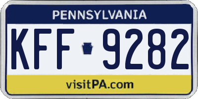 PA license plate KFF9282