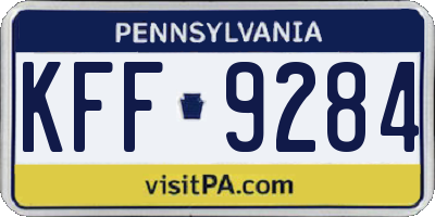 PA license plate KFF9284