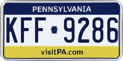 PA license plate KFF9286