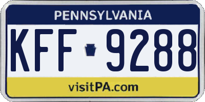 PA license plate KFF9288