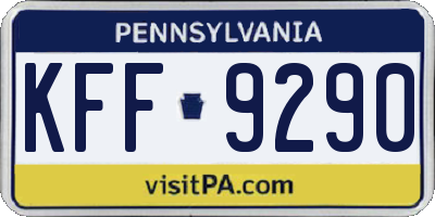 PA license plate KFF9290