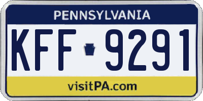 PA license plate KFF9291