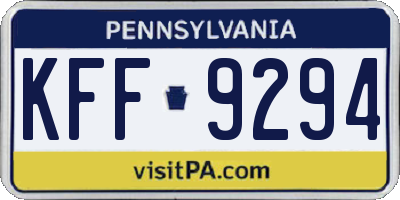 PA license plate KFF9294
