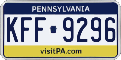 PA license plate KFF9296