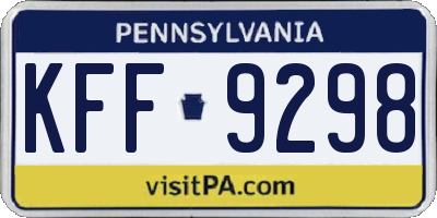 PA license plate KFF9298