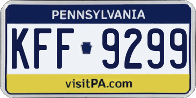 PA license plate KFF9299