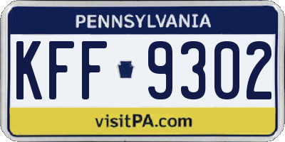 PA license plate KFF9302