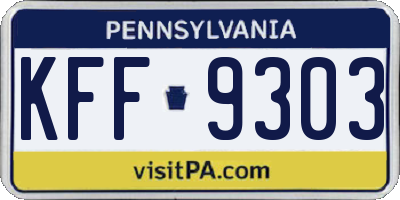 PA license plate KFF9303