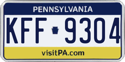 PA license plate KFF9304