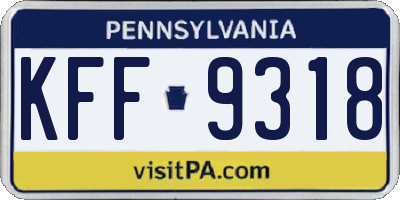 PA license plate KFF9318