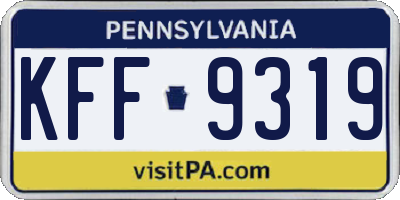 PA license plate KFF9319