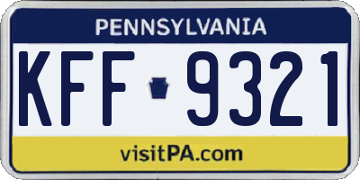 PA license plate KFF9321