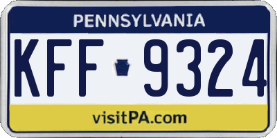 PA license plate KFF9324