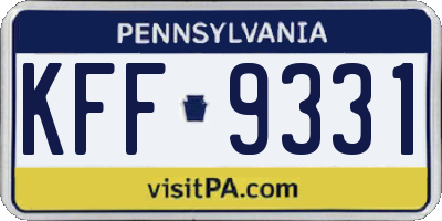 PA license plate KFF9331