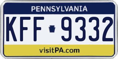 PA license plate KFF9332