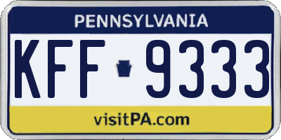 PA license plate KFF9333