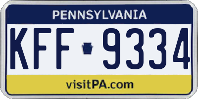 PA license plate KFF9334