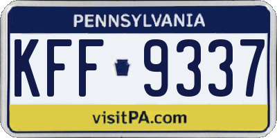 PA license plate KFF9337