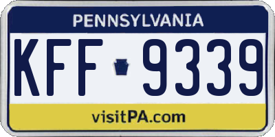 PA license plate KFF9339