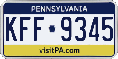 PA license plate KFF9345