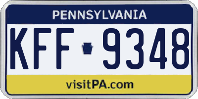 PA license plate KFF9348