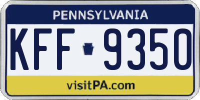 PA license plate KFF9350