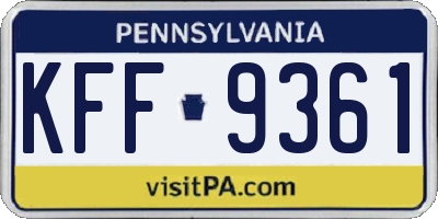 PA license plate KFF9361