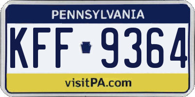 PA license plate KFF9364