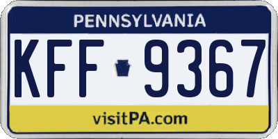 PA license plate KFF9367
