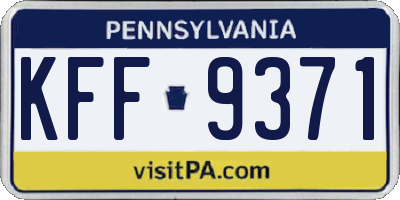 PA license plate KFF9371