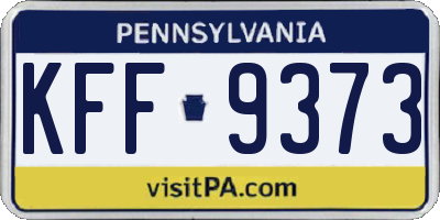 PA license plate KFF9373