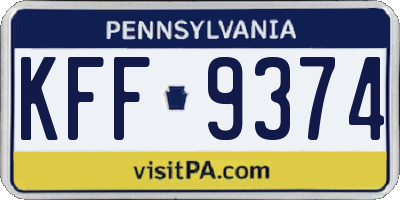 PA license plate KFF9374