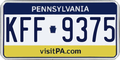 PA license plate KFF9375