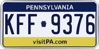 PA license plate KFF9376