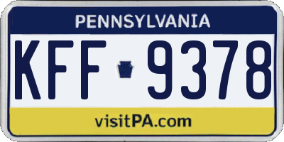 PA license plate KFF9378