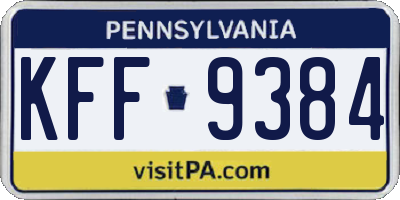 PA license plate KFF9384