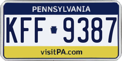 PA license plate KFF9387