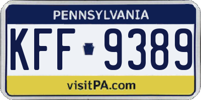 PA license plate KFF9389