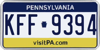 PA license plate KFF9394
