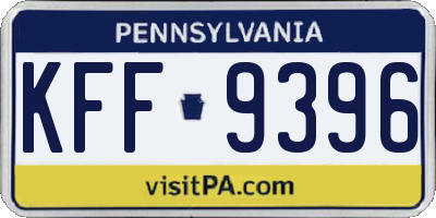 PA license plate KFF9396