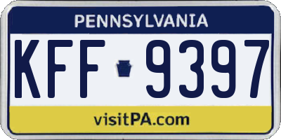 PA license plate KFF9397