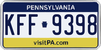 PA license plate KFF9398