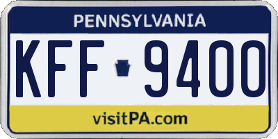 PA license plate KFF9400