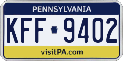 PA license plate KFF9402