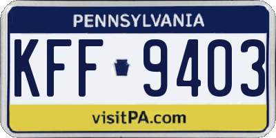 PA license plate KFF9403