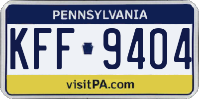 PA license plate KFF9404