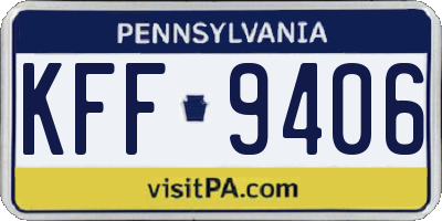 PA license plate KFF9406