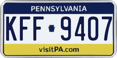 PA license plate KFF9407