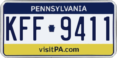 PA license plate KFF9411