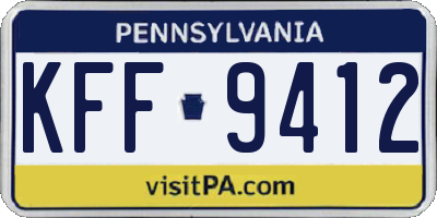 PA license plate KFF9412